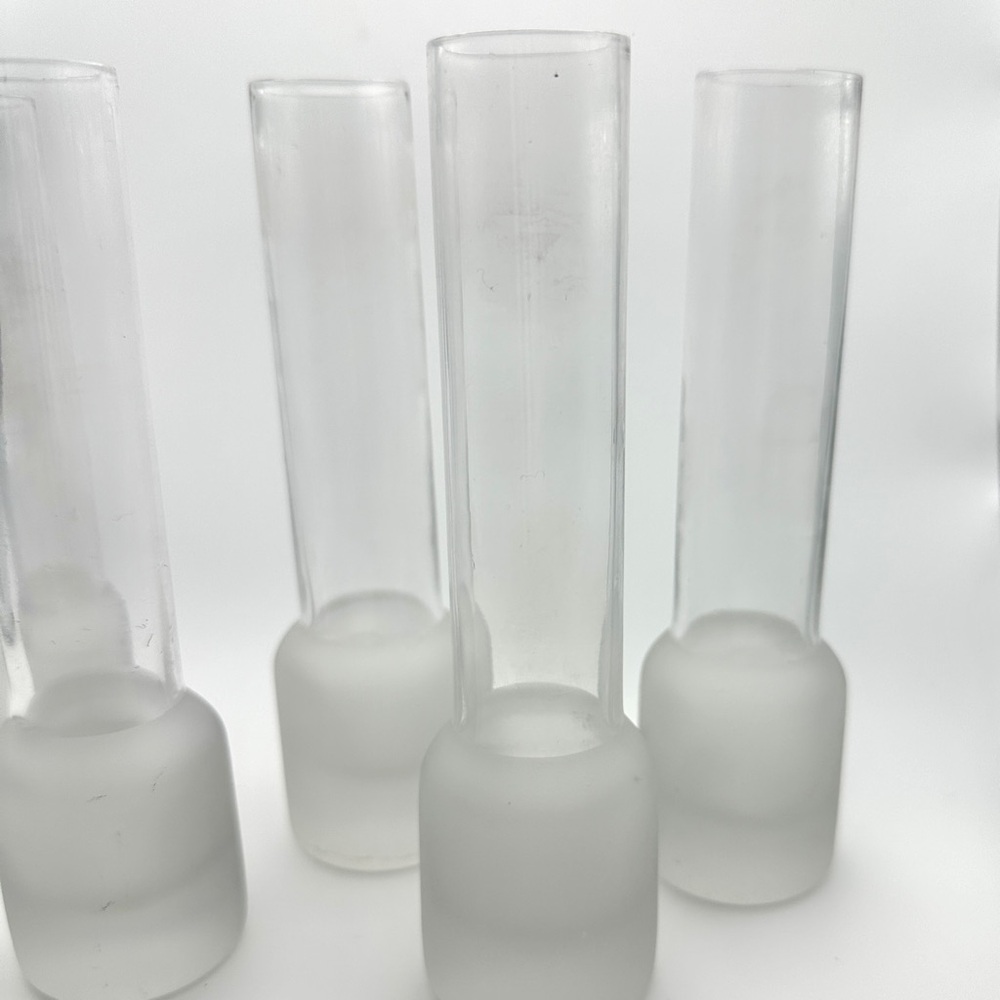 Small Clear Glass Tube Plant Propagation Vase Chunky Base Frosted Glass Bud Vase - Picture 9 of 10
